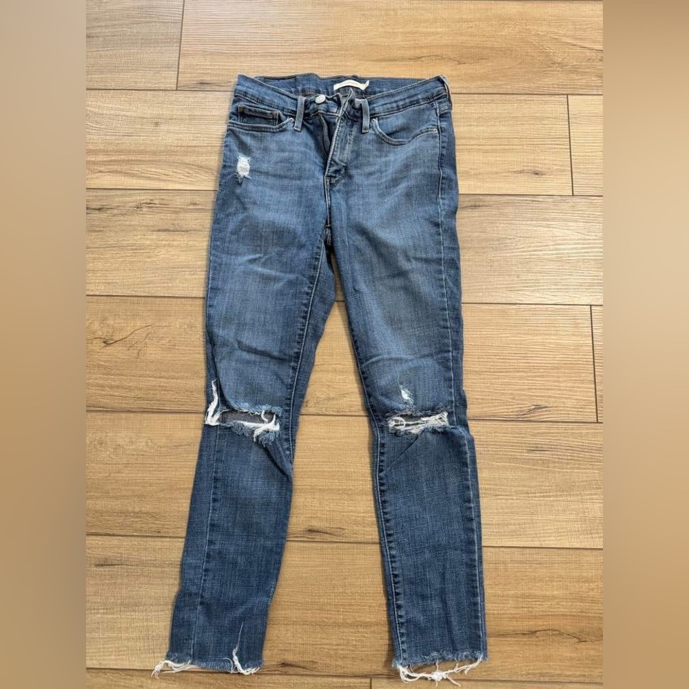 Distressed Blue Jeans